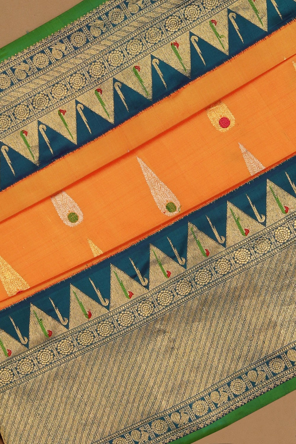 Image of Gadwal Silk Orange Saree